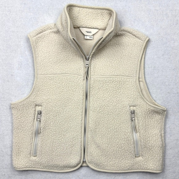 Vuori Jackets & Blazers - Vuori Sherpa Fleece Vest Womens XS Cream Off White Full Zip Outdoor Cozy Gilet